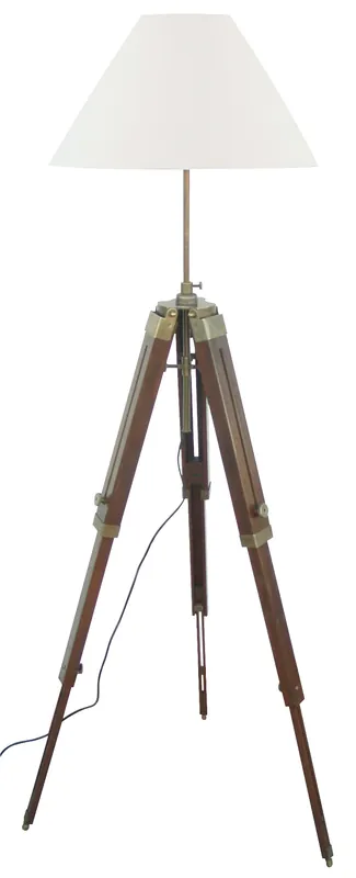 Lampe Décomarine trepied en bois & Laiton vieilli Commande En Gros