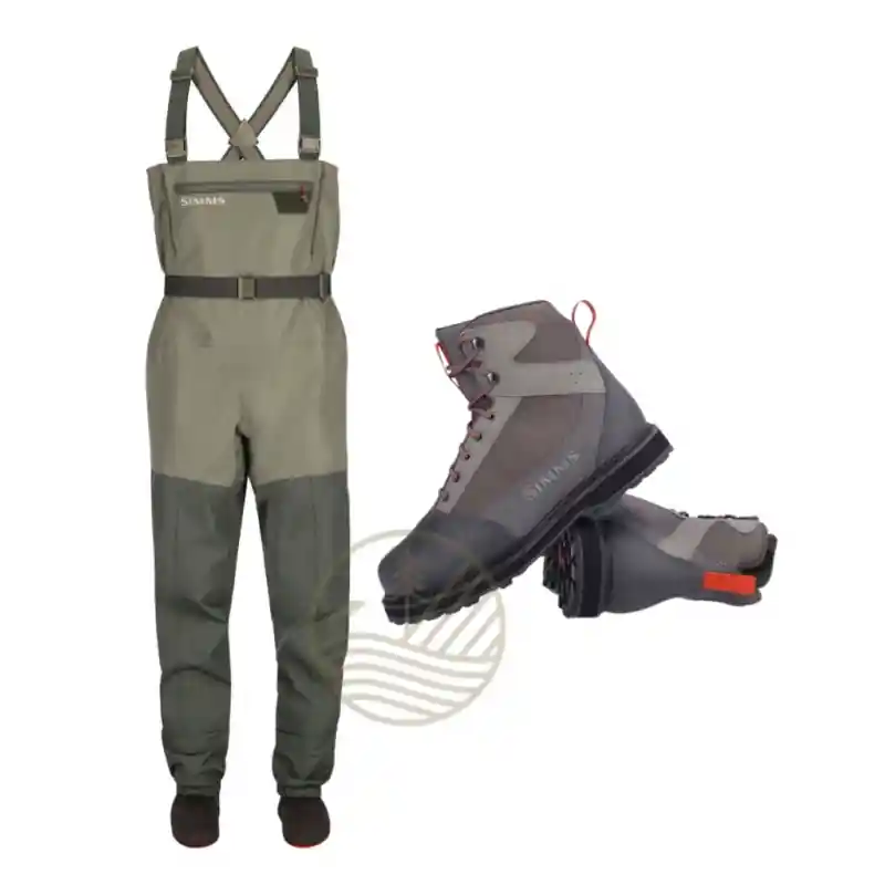 Pack SIMMS Waders Tributary Basalt XLS + Chaussures 42 Tributary Basalt Rubber T42 Haute Qualité