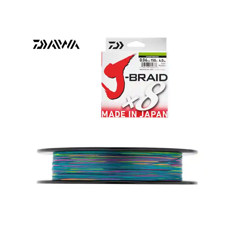 TRESSE DAIWA J-BRAID X8 300M MULTICOLORE Nouveauté