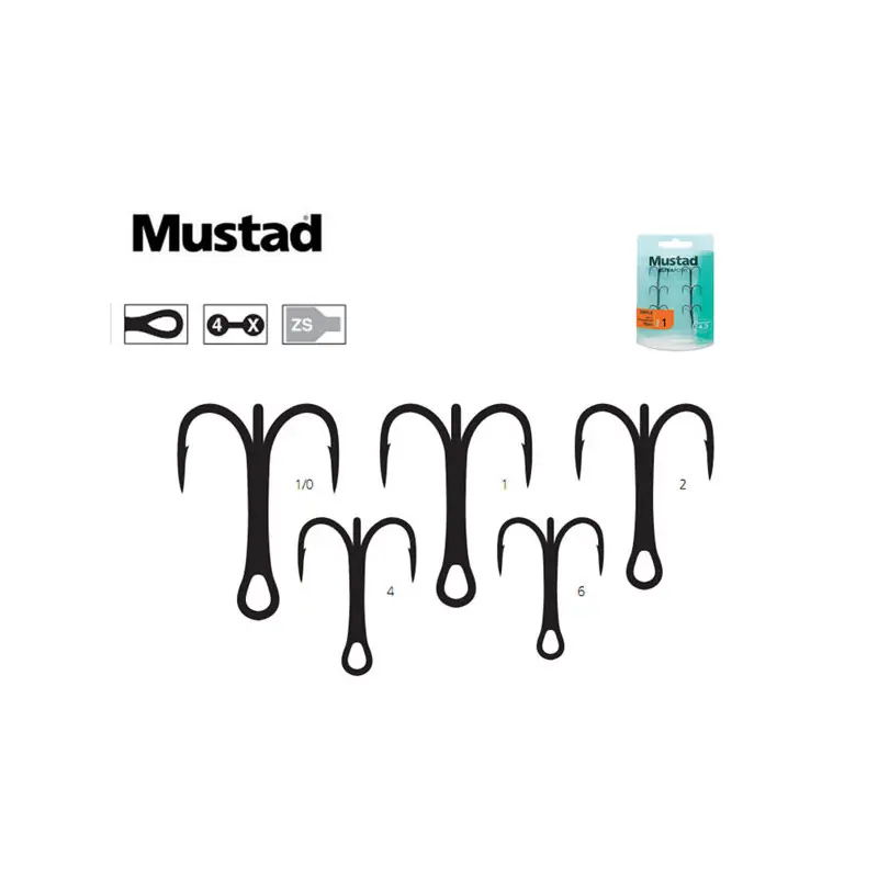 HAMECONS MUSTAD TRIPLES TS90NP-ZS PAR 6 Bon Marché