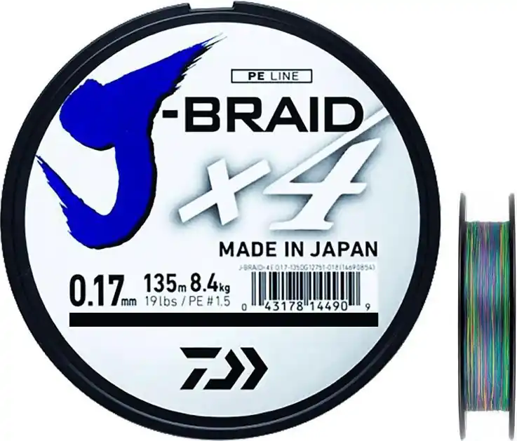 Tresse Daiwa J BRAID X 4 1500M Multicolore Quantité Limitée