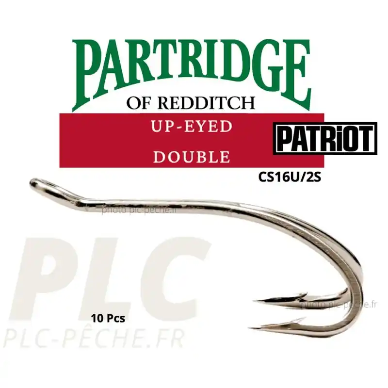 Meilleur Choix Hameçon mouche PARTRIDGE Patriot Double Up-Eye CS16U/2 Silver