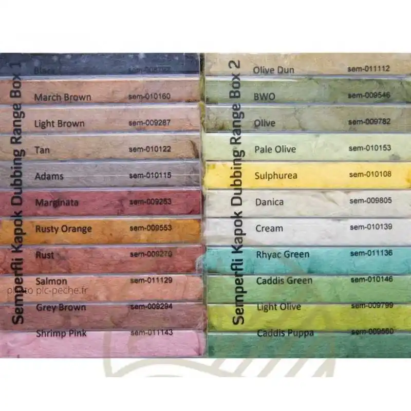 SEMPERFLI Kapok Dry Fly Dubbing Full Selection Dispenser Offre Limitée